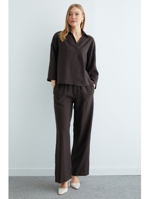 FullaModa Düğmeli Beli Lastikli Kapri Kol 2 Li Takım