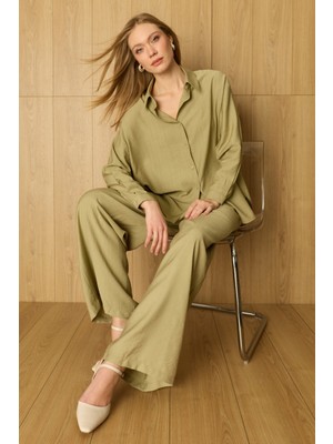 FullaModa Basic Düğmeli Salaş Krinkıl 2 Li Takım