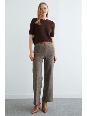 FullaModa Kemerli Balıksırtı Palazzo Pantolon