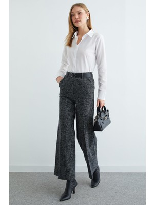 FullaModa Kemerli Balıksırtı Palazzo Pantolon