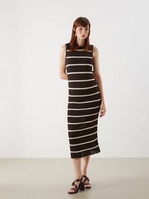 Lc Waikiki Yeni Sezon Bisiklet Yaka Çizgili Triko Elbise