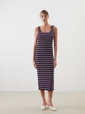 Lc Waikiki Yeni Sezon U Yaka Çizgili Bodycon Elbise