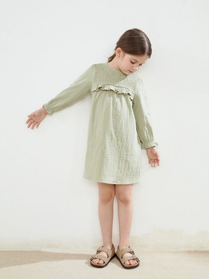 Lc Waikiki Yeni Sezon Bisiklet Yaka Kız Çocuk Müslin Elbise