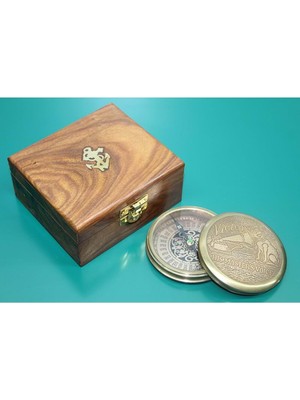 Erseyy Ahşap Kutulu Pirinç Pusula