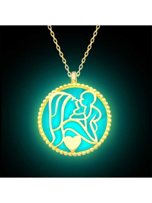 Erseyy Gümüş Fosforlu Gold Anne Çocuk Sevgisi Kadın Kolye