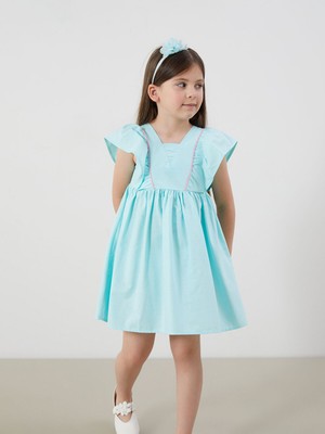 Lc Waikiki Yeni Sezon Kare Yaka Keten Görünümlü Kız Çocuk Elbise