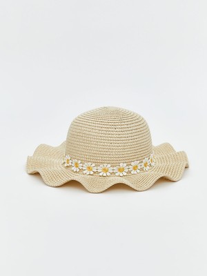 Lc Waikiki Yeni Sezon Çiçek Desenli Hasır Kız Çocuk Şapka