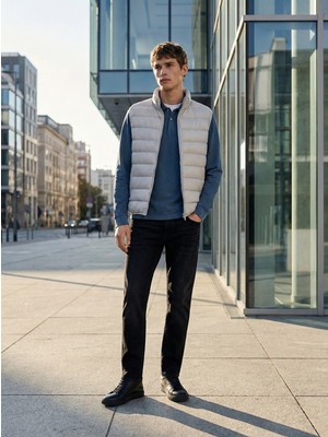 LTB Kolsuz Önü Fermuarlı Şişme Gri Yelek