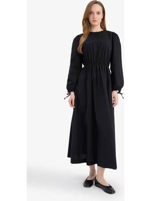 DeFacto Regular Fit Poplin Midi Elbise G9814AX26SP