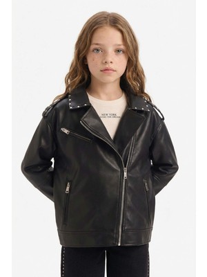 DeFacto Kız Çocuk Suni Deri Ceket F8918A826SP
