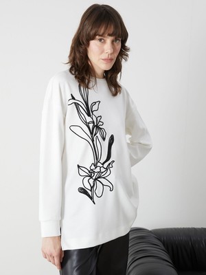 Lc Waikiki Yeni Sezon Bisiklet Yaka Baskılı Oversize Kadın Tunik