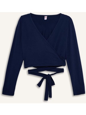 DeFacto Kuşaklı Uzun Kollu Tişört F8572AX26SP