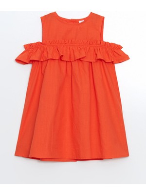 Lc Waikiki Yeni Sezon Bisiklet Yaka Keten Kız Bebek Elbise
