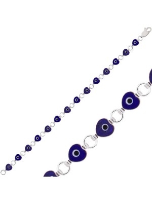 Erseyy 925 Ayar Gümüş Kalp Nazar Bileklik