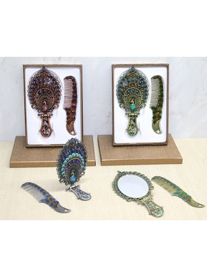 Erseyy Tavuskuşu Katlanabilir Ayna ve Tarak Seti Büyük Boy