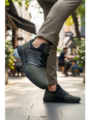 Enoch Erkek Spor Ayakkabı Yan Destek Panelli Sneaker Fileli Yürüyüş ve Outdoor Modeli