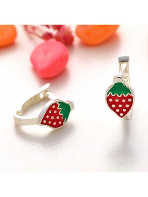 Erseyy Gümüş Çilek Çocuk Küpesi
