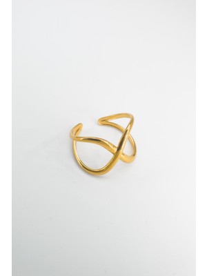 Stella Fortis Minimal Tasarım Ayarlanabilir Kadın Yüzük - Altın Kaplama | Paslanmaz Çelik