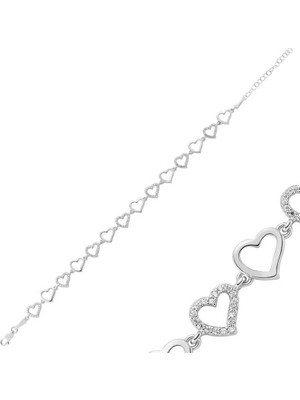 Erseyy 925 Ayar Gümüş Kalpli Bileklik