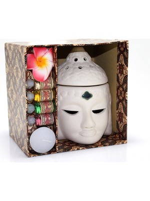 Erseyy Seramik Buda Büstü Buhurdanlık Seti