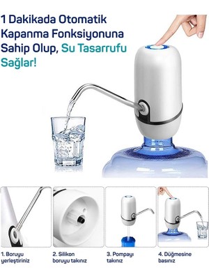 Yeni Nesil Dokunmatik Damacana Su Pompası Şarjlı 1200 Mah