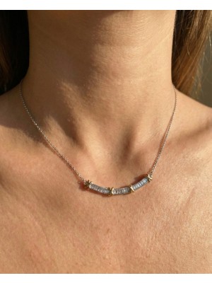 Milena Blake Baget Taş Detaylı Zarif Kolye – Minimal ve Işıltılı Tasarım , Gold , Taşlı Kolye