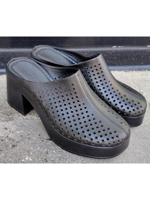 Bulldozer 261600 Kadın Hakiki Deri Platform Taban Topuklu Önü Kapalı Terlik