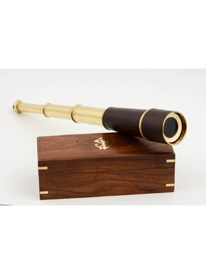 Erseyy Ahşap Kutulu Deri Işlemeli Pirinç Dürbün