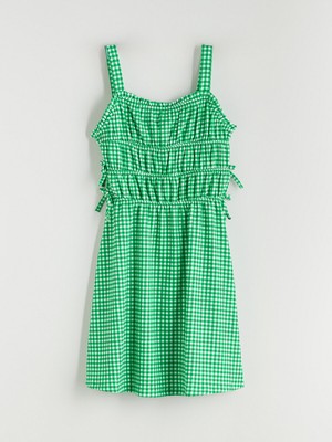 Lc Waikiki Yeni Sezon Kare Yaka Ekose Kız Çocuk Elbise