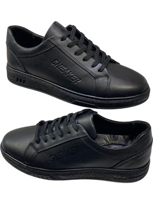 Sula Erkek Bağcıklı Iç ve Dış Yüzey Deri Dikişli Kauçuk TABAN-104-SİYAH-