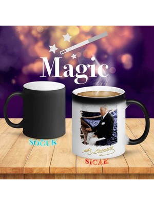 Asilmeydan Yatakta Oturan Mustafa Kemal Atatürk Sihirli Kupa Bardak-r294