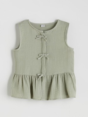 Lc Waikiki Yeni Sezon Bisiklet Yaka Fiyonk Detaylı Kız Çocuk Bluz