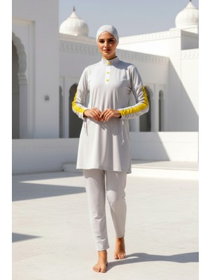 Marina Tam Kapalı Tesettür Mayo Beyaz M2118