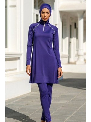 Marina Tam Kapalı Tesettür Mayo Saks M2233