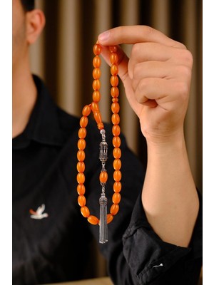 Dergah Tesbih Atölyesi Hanedan Serisi Özel Gümüş Tasarım Ateş-I Kehribar Tesbih