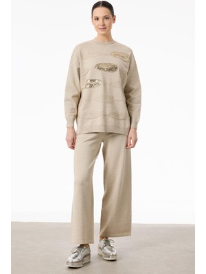 Tığ TKM.21750.1ÖNÜ Payet Detaylı Pantolonlu Triko Takım #11-25#