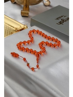 Dergah Tesbih Atölyesi Üstad Muhammet Tacir Sistemli Tasarım Beyzi Model Turuncu Ateş-I Sıkma Tesbih