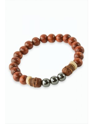 Marsilyan Hematit Bambu Ahşap Bileklik 8 mm