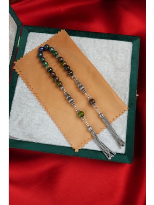 Dergah Tesbih Atölyesi Gümüş Tasarım His Taşı Renk Değiştiren Bukalemun Zaza Tesbih