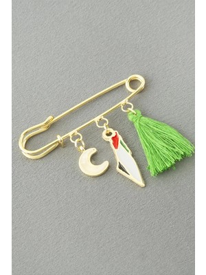 Marsilyan Hilal Filistin Püsküllü Broş