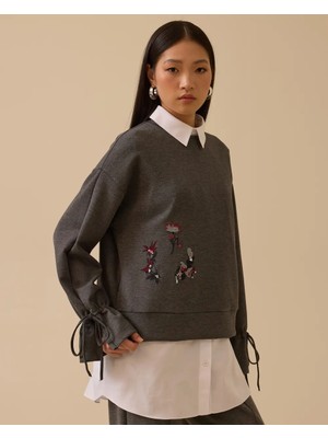 Seçil 1001 Içi Gömlek Dış Sweat'ın Kolu Bağlamalı Işleme Detaylı Gömlek Takım 10002522711001 #12-25#