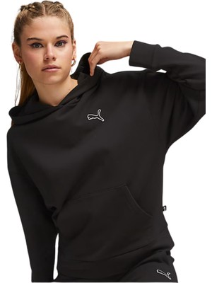 Puma Better Essentials Kapşonlu Siyah Kadın Sweatshirt Düz Desenli Rahat Kesim 67598801