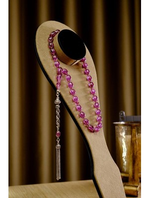 Dergah Tesbih Atölyesi Full Gümüş Premium El Işçiliği Karpuz Yarma Beyzi Model Ateş Kehribar Tesbih