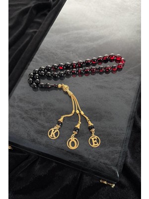 Dergah Tesbih Atölyesi Gold Harf Tasarımlı Alman Sıkma Kehribar