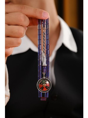 Dergah Tesbih Atölyesi Las Vegas Serisi Gümüş Tasarım Kes-Me Model Mavi Hareli Sıkma Kehribar Tesbih