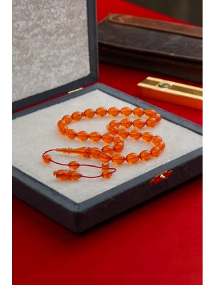 Dergah Tesbih Atölyesi Üstad Muhammet Tacir Sistemli Tasarım Beyzi Model Turuncu Ateş-I Sıkma Tesbih