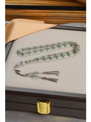 Dergah Tesbih Atölyesi Harmony Serisi Gümüş Tasarım Şeffaf Ateş-I Sıkma Kehribar Tesbih