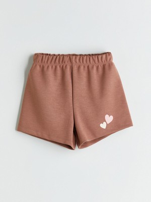 Lc Waikiki Yeni Sezon Beli Lastikli Kalp Baskılı Kız Çocuk Şort