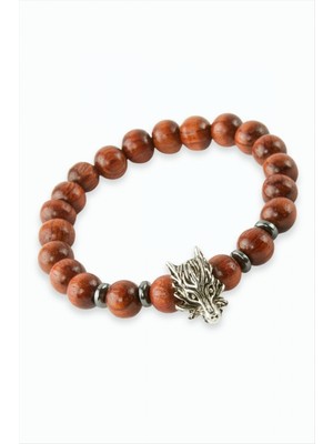 Marsilyan Ejderha Hematit Bambu Ahşap Bileklik 8 mm