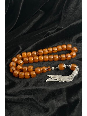 Dergah Tesbih Atölyesi Eski Usul Rüzgar Gülü Hareli Şahin Ağa Serisi Sıkma Kehribar Gümüş Tasarım